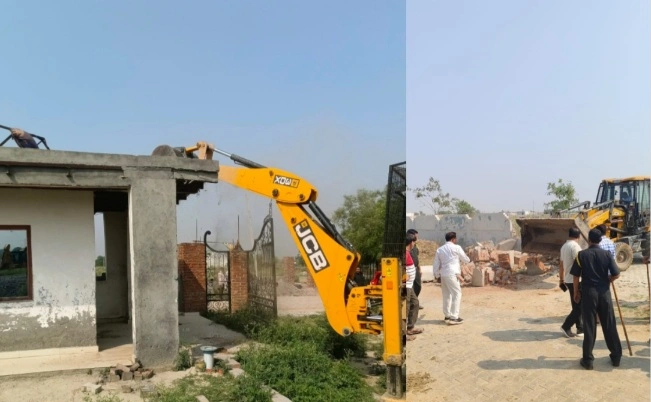 Greater Noida Authority News : बुलडोजर की गरज से कांपे भूमाफिया!, ग्रेटर नोएडा प्राधिकरण का बड़ा एक्शन — ननवा का राजपुर में 40 करोड़ की जमीन से हटाया कब्जा, अवैध प्लॉटिंग पर चला पीला पंजाग्रेनो प्राधिकरण ने ननवा का राजपुर में हटाया अतिक्रमण, 20 हजार वर्ग मीटर जमीन पर अवैध निर्माण को तोड़ा, सीईओ NG रवि कुमार के निर्देश पर भूलेख और परियोजना विभाग की संयुक्त टीम द्वारा की गई 1 Screenshot 20260509 225752 PicCollage converted