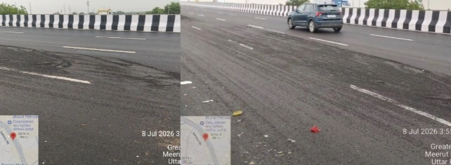 Breaking News 130mt Road : पहली ही बारिश में DFCCIL की करोड़ों की परियोजना पर उठे सवाल!, 130 मीटर रोड का नया रेलवे ओवरब्रिज बना चर्चा का केंद्र, सड़क उखड़ने की तस्वीरें वायरल, नागरिक बोले—'अगर नई सड़क का यह हाल, तो जवाबदेह कौन?', जाम से राहत की उम्मीद, लेकिन गुणवत्ता पर शुरू हुई बहस 1 Screenshot 20260708 204354 PicCollage converted